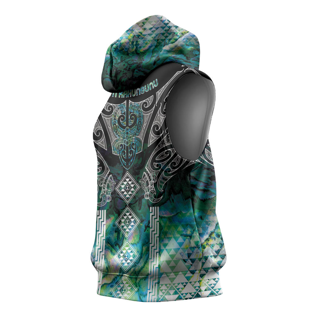 Aotearoa Maori Iwi Heritage Sleeveless Hoodie Ngati Kahungunu Paua Shell Turquoise LT7 - Polynesian Pride