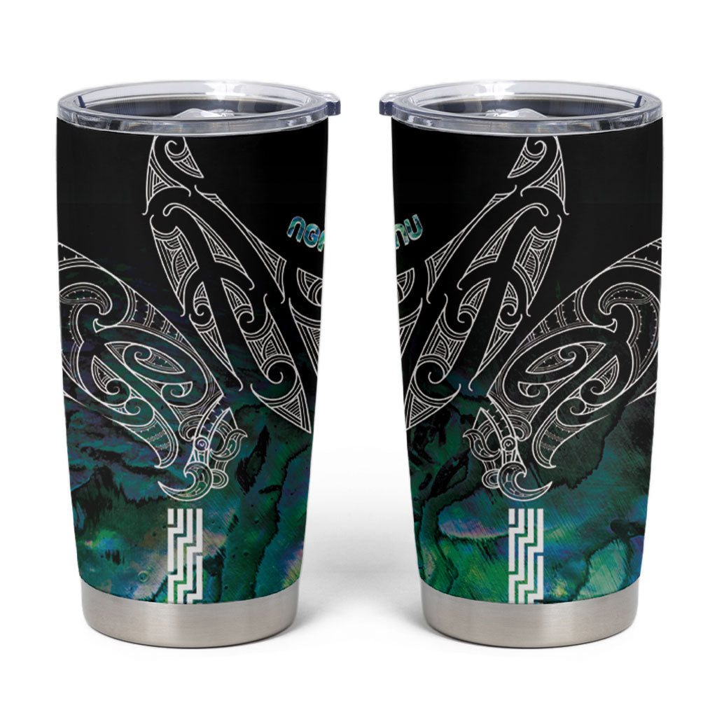 Aotearoa Maori Iwi Heritage Tumbler Cup Ngati Kahungunu Paua Shell Turquoise LT7 Green Blue - Polynesian Pride