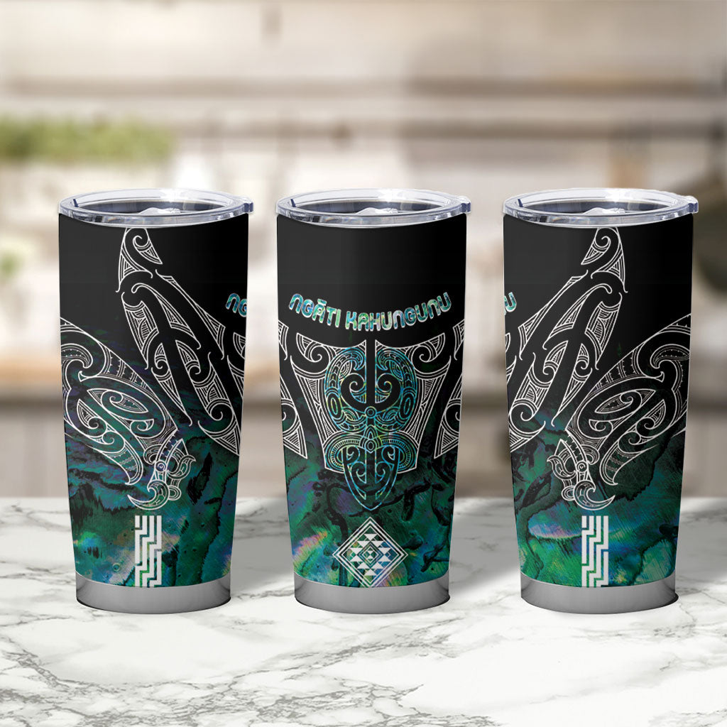 Aotearoa Maori Iwi Heritage Tumbler Cup Ngati Kahungunu Paua Shell Turquoise LT7 - Polynesian Pride