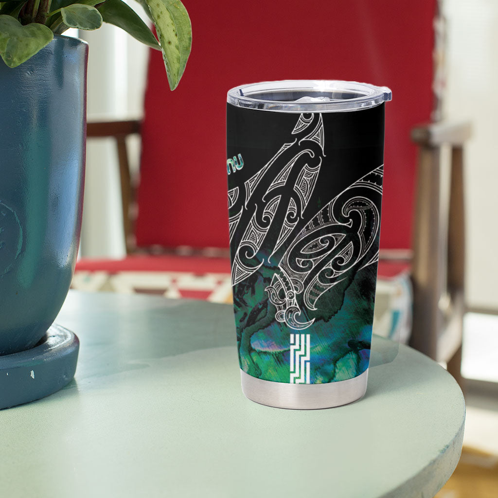 Aotearoa Maori Iwi Heritage Tumbler Cup Ngati Kahungunu Paua Shell Turquoise LT7 - Polynesian Pride