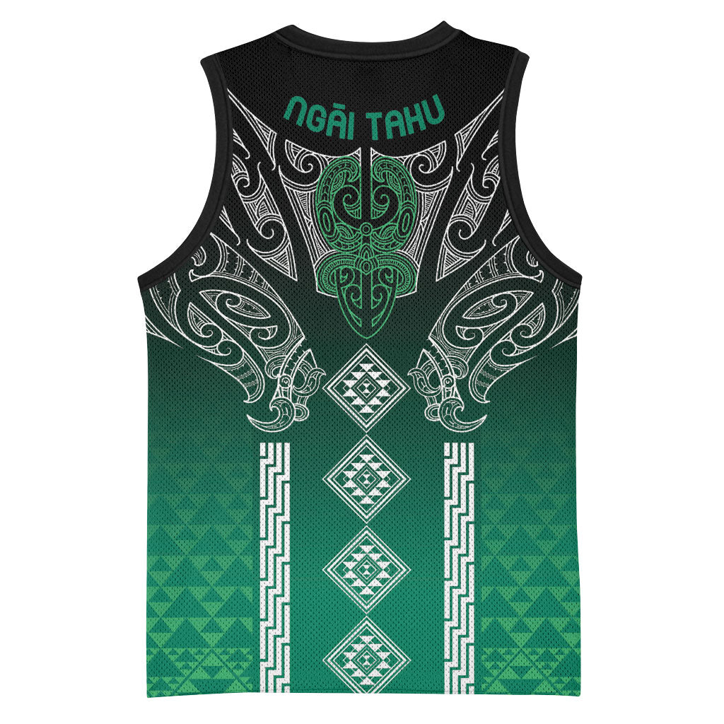 Aotearoa Maori Iwi Heritage Basketball Jersey Ngai Tahu Pounamu Green LT7 - Polynesian Pride