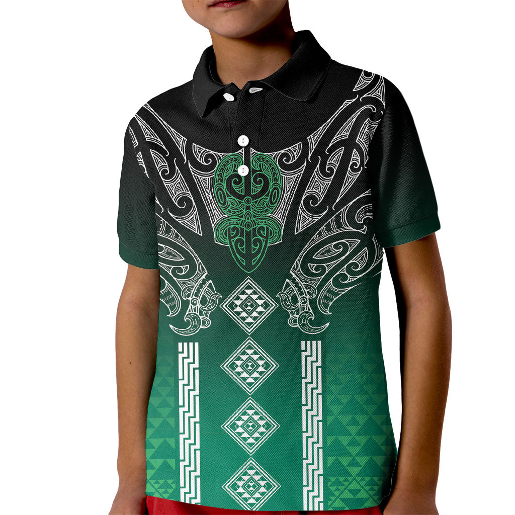 Aotearoa Maori Iwi Heritage Kid Polo Shirt Ngai Tahu Pounamu Green LT7 Kid Jade Green - Polynesian Pride
