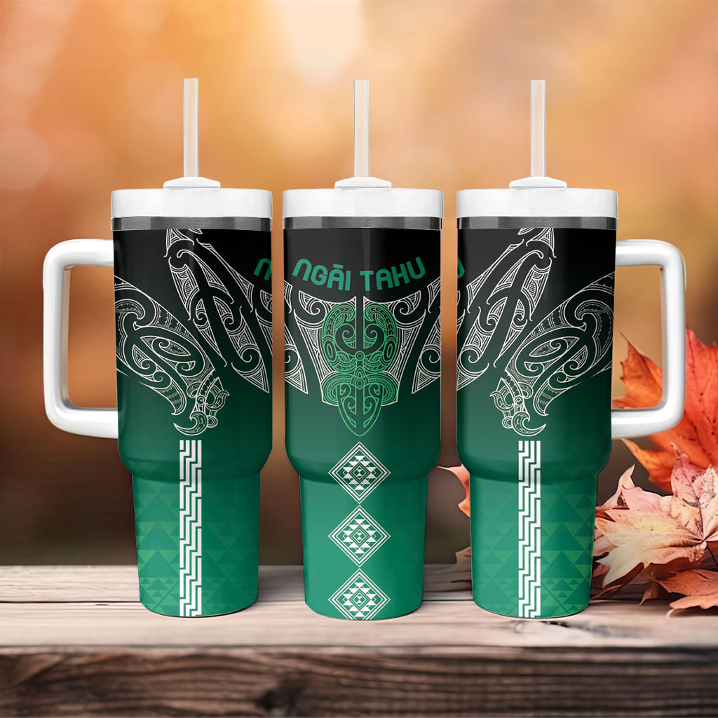 Aotearoa Maori Iwi Heritage Tumbler With Handle Ngai Tahu Pounamu Green LT7 - Polynesian Pride