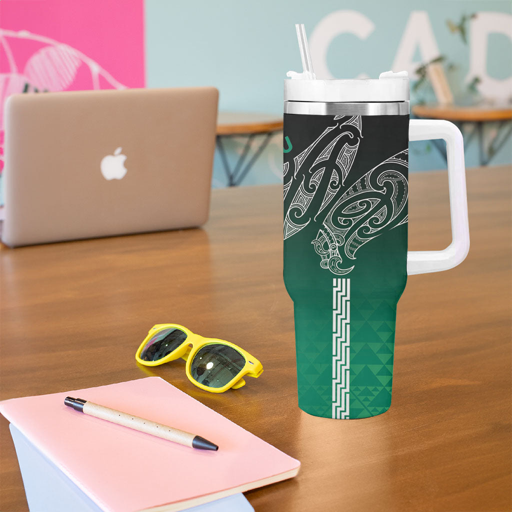 Aotearoa Maori Iwi Heritage Tumbler With Handle Ngai Tahu Pounamu Green LT7 - Polynesian Pride