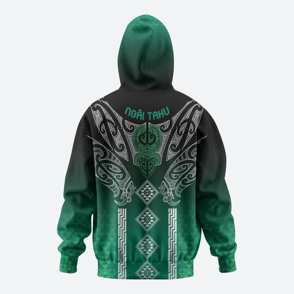 Aotearoa Maori Iwi Heritage Zip Hoodie Ngai Tahu Pounamu Green LT7 - Polynesian Pride