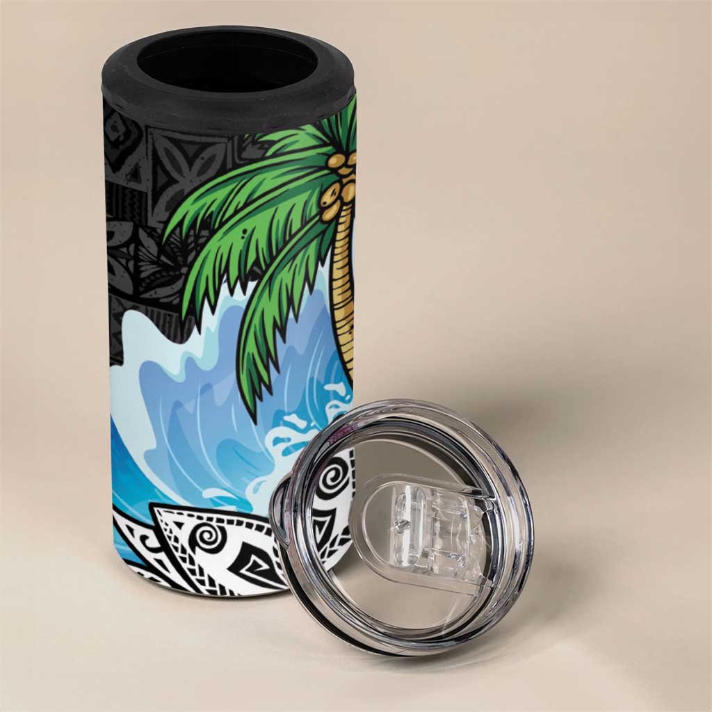 Tropical Christmas Polynesian 4 in 1 Can Cooler Tumbler Funny Surfing Pineapple