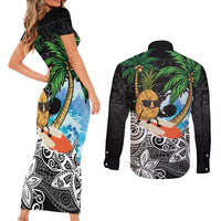 Tropical Christmas Polynesian Couples Matching Short Sleeve Bodycon Dress and Long Sleeve Button Shirt Funny Surfing Pineapple LT7 - Polynesian Pride