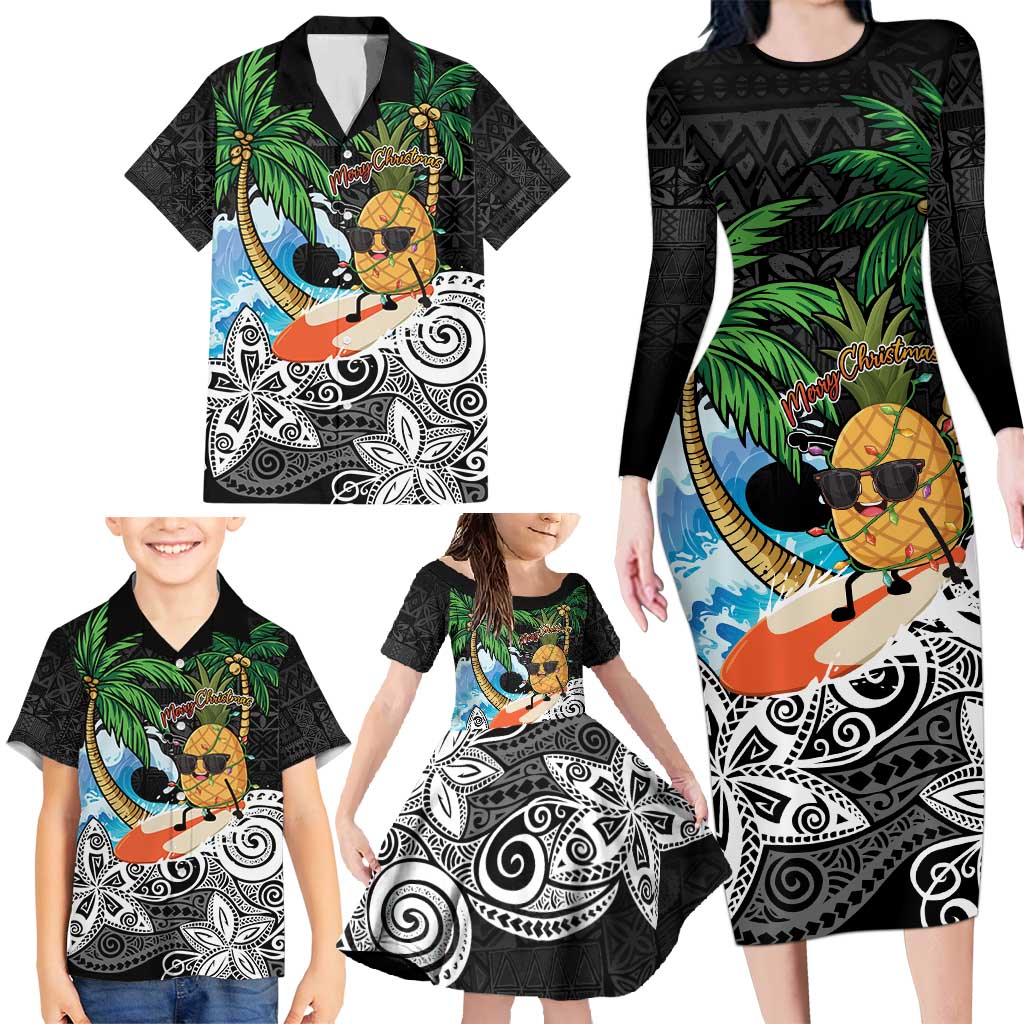 Tropical Christmas Polynesian Family Matching Long Sleeve Bodycon Dress and Hawaiian Shirt Funny Surfing Pineapple LT7 - Polynesian Pride