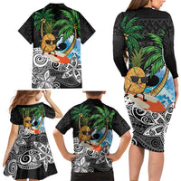 Tropical Christmas Polynesian Family Matching Long Sleeve Bodycon Dress and Hawaiian Shirt Funny Surfing Pineapple LT7 - Polynesian Pride