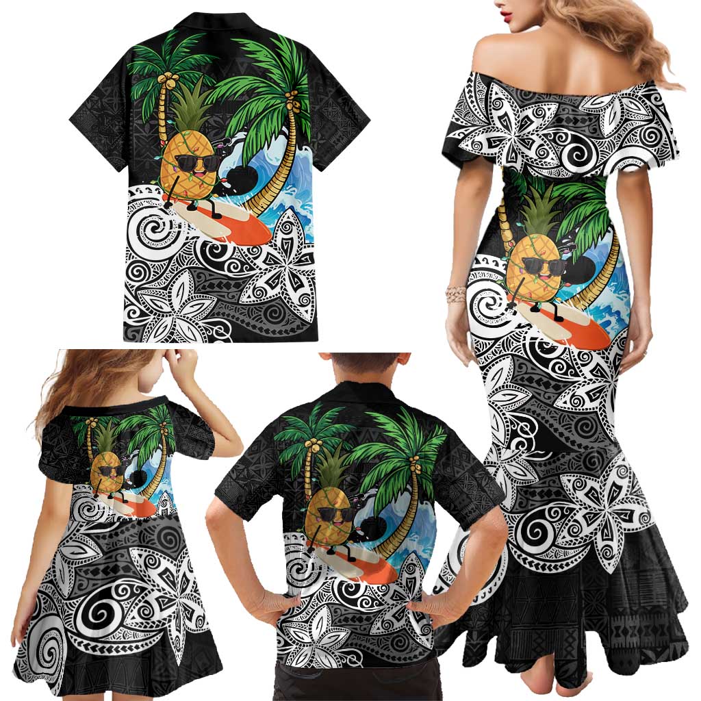Tropical Christmas Polynesian Family Matching Mermaid Dress and Hawaiian Shirt Funny Surfing Pineapple LT7 - Polynesian Pride