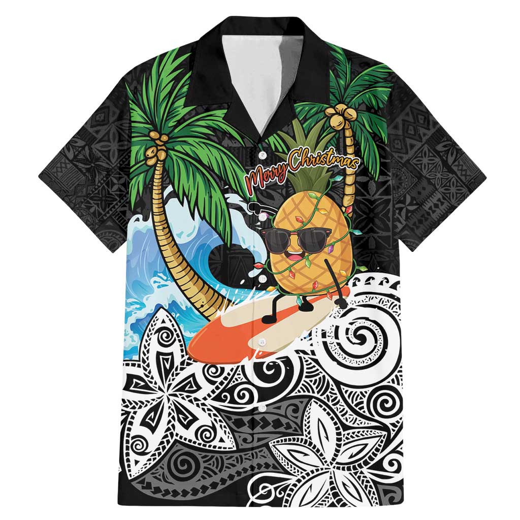 Tropical Christmas Polynesian Family Matching Mermaid Dress and Hawaiian Shirt Funny Surfing Pineapple LT7 Dad's Shirt - Short Sleeve Black - Polynesian Pride