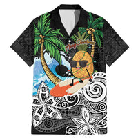 Tropical Christmas Polynesian Family Matching Mermaid Dress and Hawaiian Shirt Funny Surfing Pineapple LT7 Dad's Shirt - Short Sleeve Black - Polynesian Pride