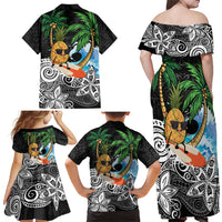 Tropical Christmas Polynesian Family Matching Off Shoulder Maxi Dress and Hawaiian Shirt Funny Surfing Pineapple LT7 - Polynesian Pride