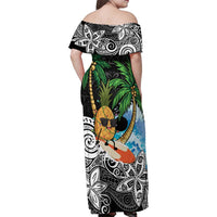 Tropical Christmas Polynesian Family Matching Off Shoulder Maxi Dress and Hawaiian Shirt Funny Surfing Pineapple LT7 - Polynesian Pride