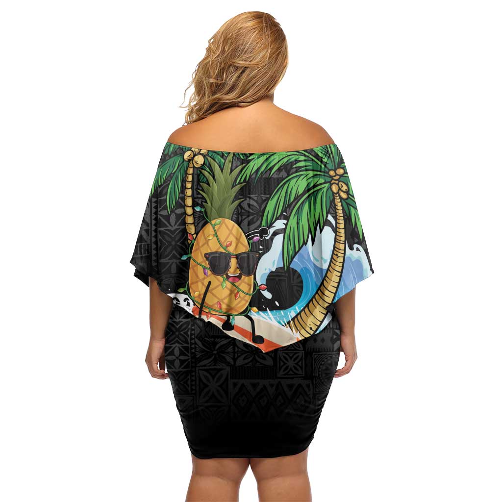 Tropical Christmas Polynesian Family Matching Off Shoulder Short Dress and Hawaiian Shirt Funny Surfing Pineapple LT7 - Polynesian Pride