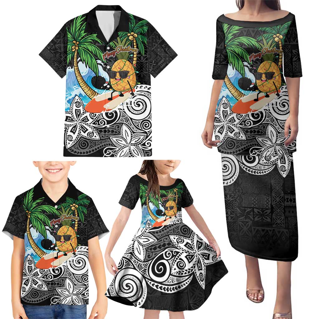 Tropical Christmas Polynesian Family Matching Puletasi and Hawaiian Shirt Funny Surfing Pineapple LT7 - Polynesian Pride