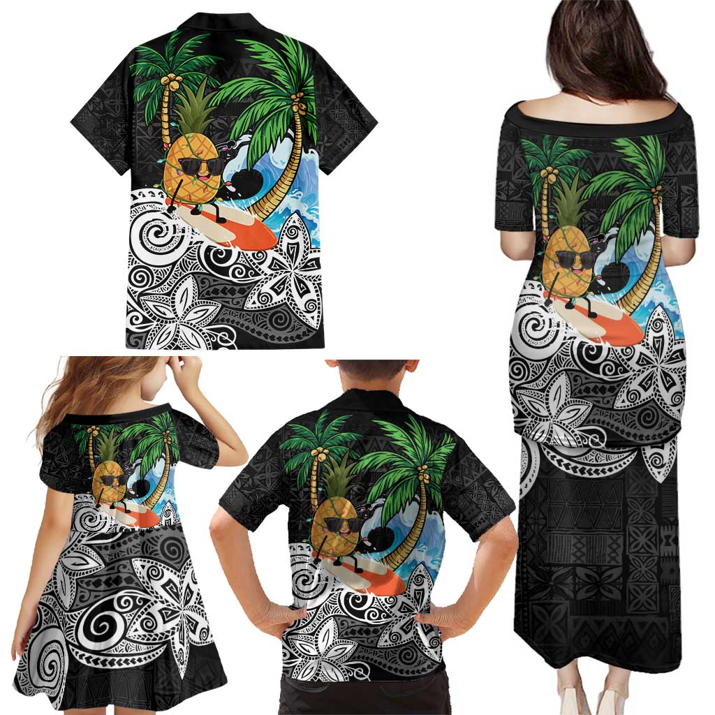 Tropical Christmas Polynesian Family Matching Puletasi and Hawaiian Shirt Funny Surfing Pineapple LT7 - Polynesian Pride