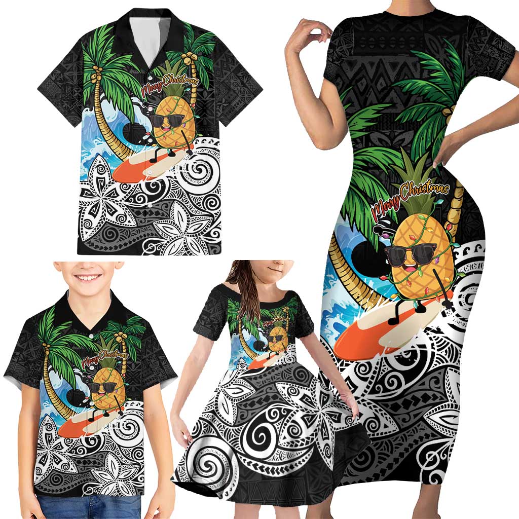Tropical Christmas Polynesian Family Matching Short Sleeve Bodycon Dress and Hawaiian Shirt Funny Surfing Pineapple LT7 - Polynesian Pride