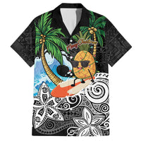Tropical Christmas Polynesian Family Matching Summer Maxi Dress and Hawaiian Shirt Funny Surfing Pineapple LT7 Dad's Shirt - Short Sleeve Black - Polynesian Pride