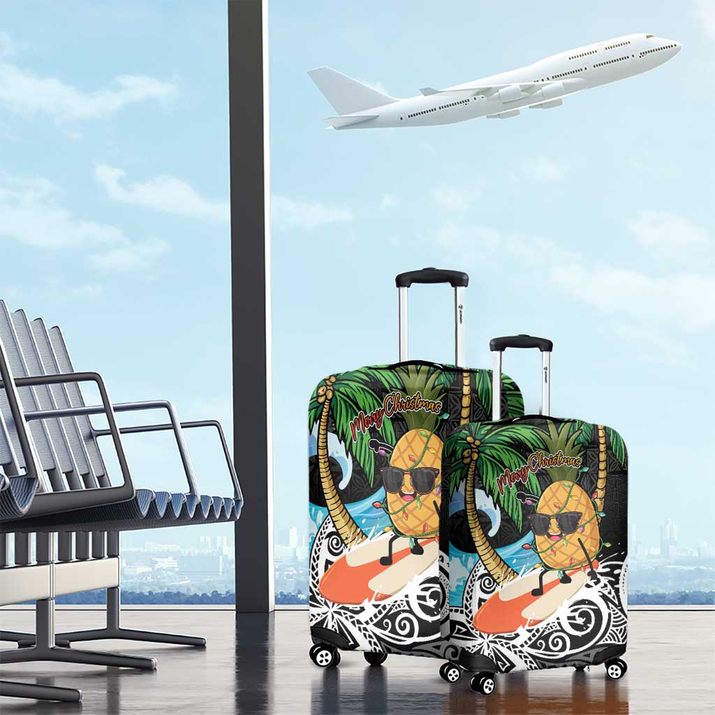 Tropical Christmas Polynesian Luggage Cover Funny Surfing Pineapple