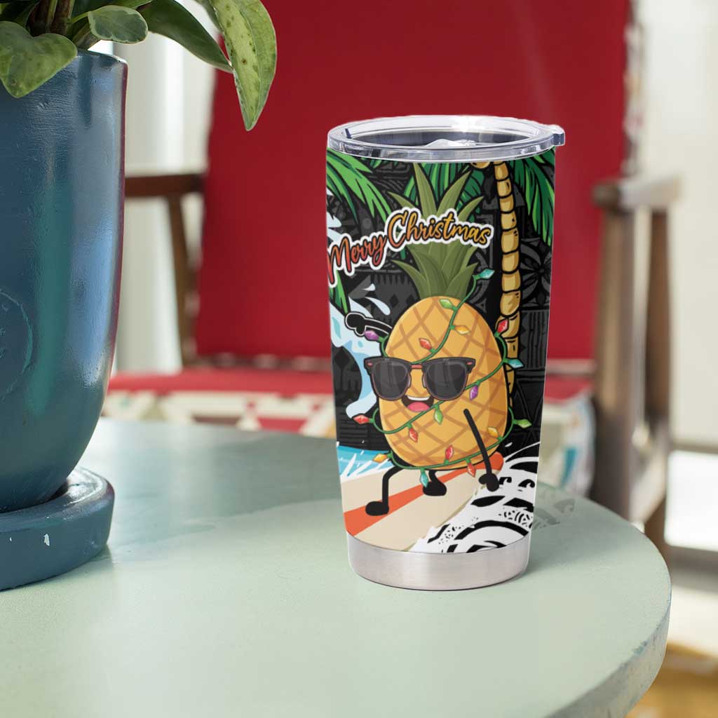 Tropical Christmas Polynesian Tumbler Cup Funny Surfing Pineapple LT7 - Polynesian Pride