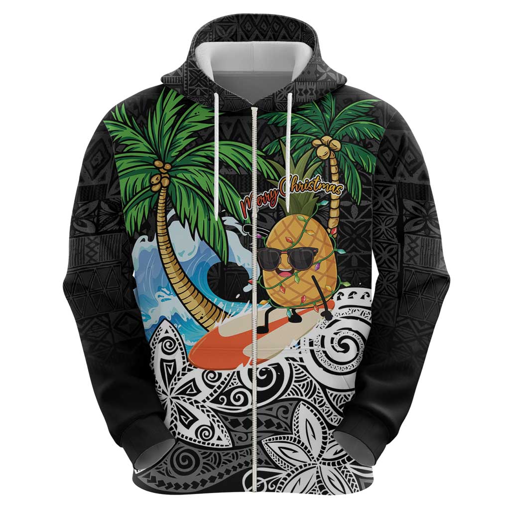 Tropical Christmas Polynesian Zip Hoodie Funny Surfing Pineapple LT7 - Polynesian Pride