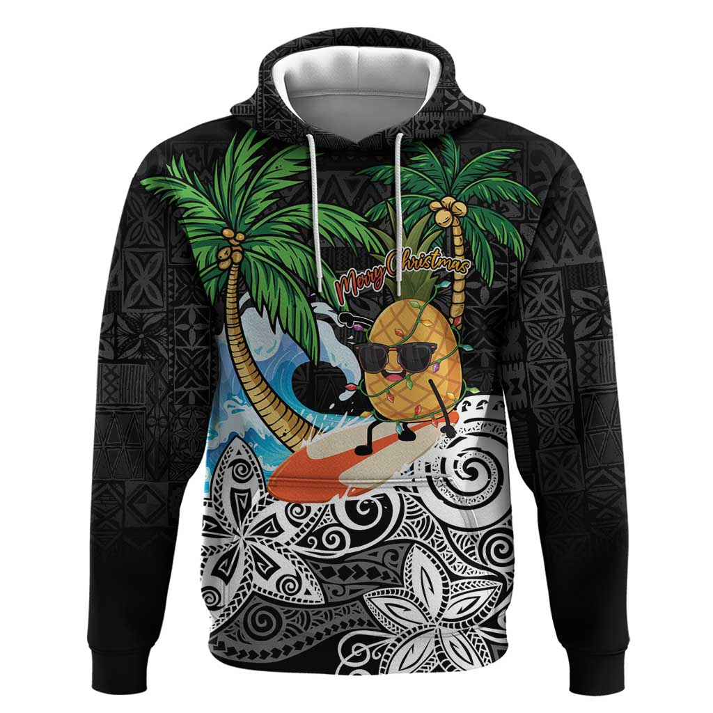 Tropical Christmas Polynesian Zip Hoodie Funny Surfing Pineapple LT7 Pullover Hoodie Black - Polynesian Pride