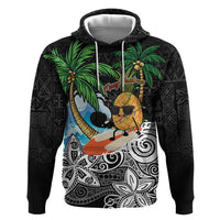 Tropical Christmas Polynesian Zip Hoodie Funny Surfing Pineapple LT7 Pullover Hoodie Black - Polynesian Pride