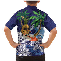 Tropical Christmas Polynesian Family Matching Mermaid Dress and Hawaiian Shirt Funny Surfing Pineapple Blue LT7 - Polynesian Pride