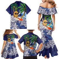 Tropical Christmas Polynesian Family Matching Mermaid Dress and Hawaiian Shirt Funny Surfing Pineapple Blue LT7 - Polynesian Pride