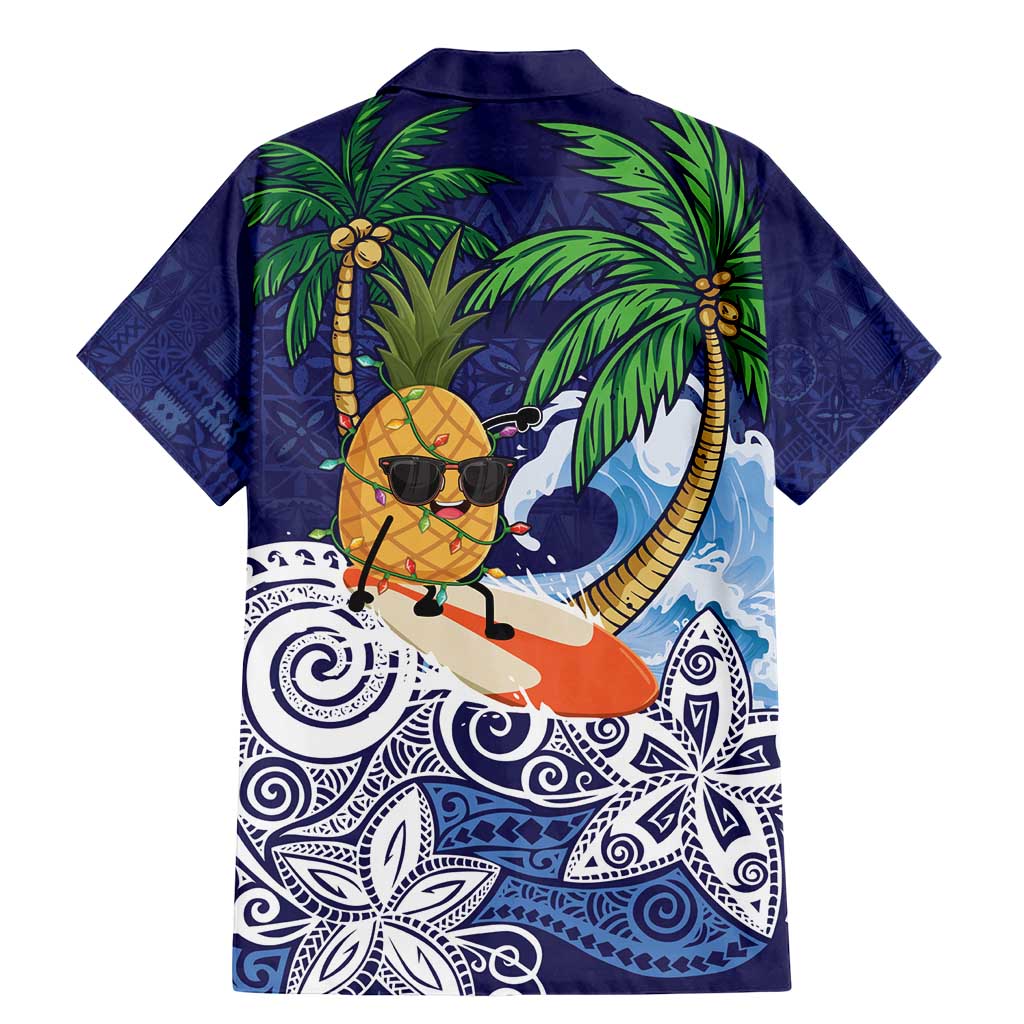 Tropical Christmas Polynesian Family Matching Mermaid Dress and Hawaiian Shirt Funny Surfing Pineapple Blue LT7 - Polynesian Pride