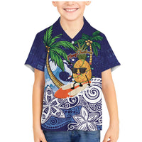 Tropical Christmas Polynesian Family Matching Mermaid Dress and Hawaiian Shirt Funny Surfing Pineapple Blue LT7 Son's Shirt Blue - Polynesian Pride