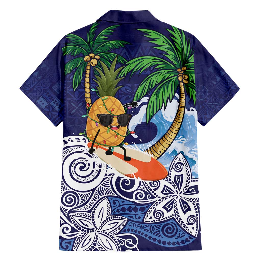 Tropical Christmas Polynesian Family Matching Puletasi and Hawaiian Shirt Funny Surfing Pineapple Blue LT7 - Polynesian Pride