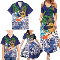 Tropical Christmas Polynesian Family Matching Summer Maxi Dress and Hawaiian Shirt Funny Surfing Pineapple Blue LT7 - Polynesian Pride