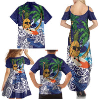Tropical Christmas Polynesian Family Matching Summer Maxi Dress and Hawaiian Shirt Funny Surfing Pineapple Blue LT7 - Polynesian Pride