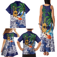 Tropical Christmas Polynesian Family Matching Tank Maxi Dress and Hawaiian Shirt Funny Surfing Pineapple Blue LT7 - Polynesian Pride