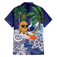 Tropical Christmas Polynesian Family Matching Tank Maxi Dress and Hawaiian Shirt Funny Surfing Pineapple Blue LT7 - Polynesian Pride