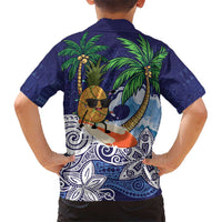 Tropical Christmas Polynesian Hawaiian Shirt Funny Surfing Pineapple Blue