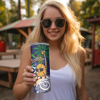 Tropical Christmas Polynesian Skinny Tumbler Funny Surfing Pineapple Blue