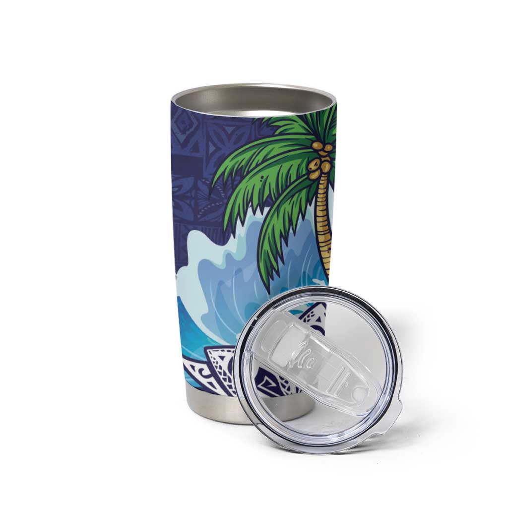 Tropical Christmas Polynesian Tumbler Cup Funny Surfing Pineapple Blue LT7 - Polynesian Pride
