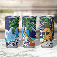 Tropical Christmas Polynesian Tumbler Cup Funny Surfing Pineapple Blue LT7 - Polynesian Pride
