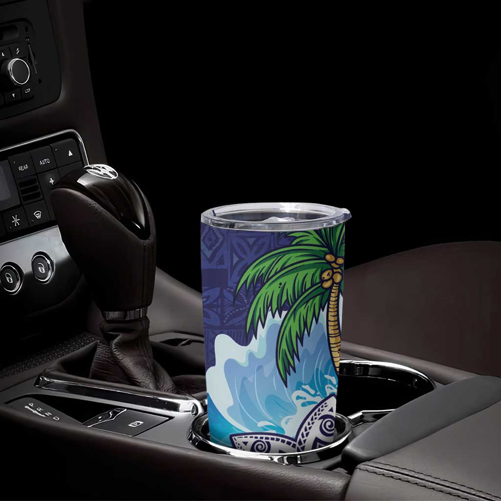 Tropical Christmas Polynesian Tumbler Cup Funny Surfing Pineapple Blue LT7 - Polynesian Pride