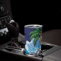 Tropical Christmas Polynesian Tumbler Cup Funny Surfing Pineapple Blue LT7 - Polynesian Pride