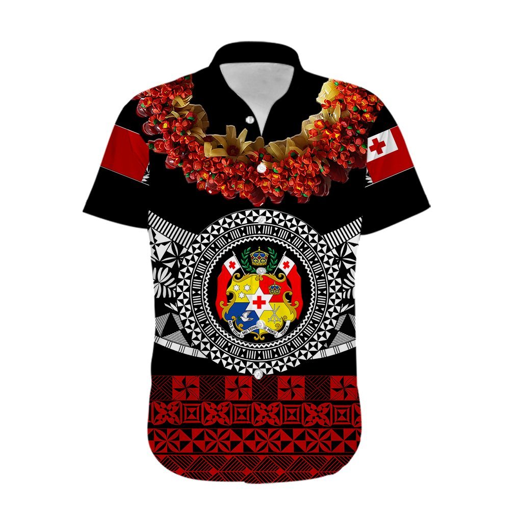 (Custom Personalised) Tonga Emancipation Day Hawaiian Shirt Independence Day - Fancy Kahoa Heilala Flower - Black Red LT8 - Polynesian Pride