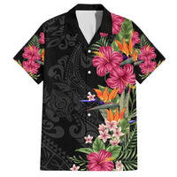 Hawaii Flowers Tribal Pattern Family Matching Tank Maxi Dress and Hawaiian Shirt LT9 Dad's Shirt - Short Sleeve Brown - Polynesian Pride