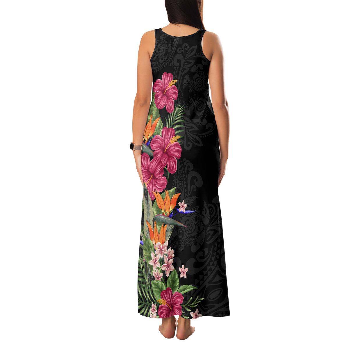Hawaii Flowers Tribal Pattern Family Matching Tank Maxi Dress and Hawaiian Shirt LT9 - Polynesian Pride