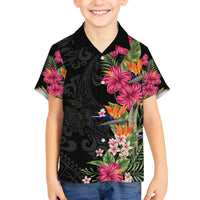 Hawaii Flowers Tribal Pattern Family Matching Tank Maxi Dress and Hawaiian Shirt LT9 Son's Shirt Brown - Polynesian Pride