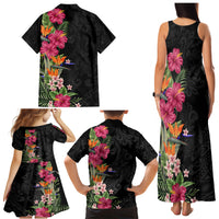 Hawaii Flowers Tribal Pattern Family Matching Tank Maxi Dress and Hawaiian Shirt LT9 - Polynesian Pride