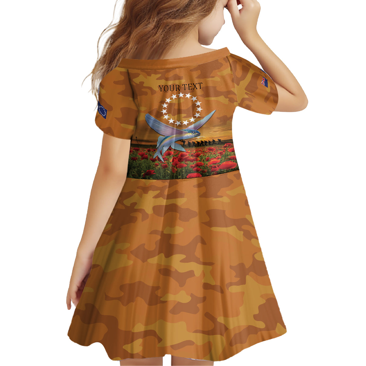 Cook Islands ANZAC Day Personalised Family Matching Off Shoulder Short Dress and Hawaiian Shirt with Poppy Field LT9 - Polynesian Pride