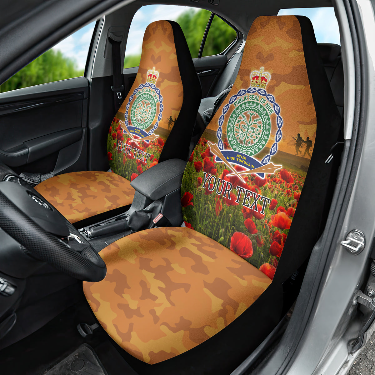 Niue ANZAC Day Personalised Car Seat Cover with Poppy Field LT9 - Polynesian Pride